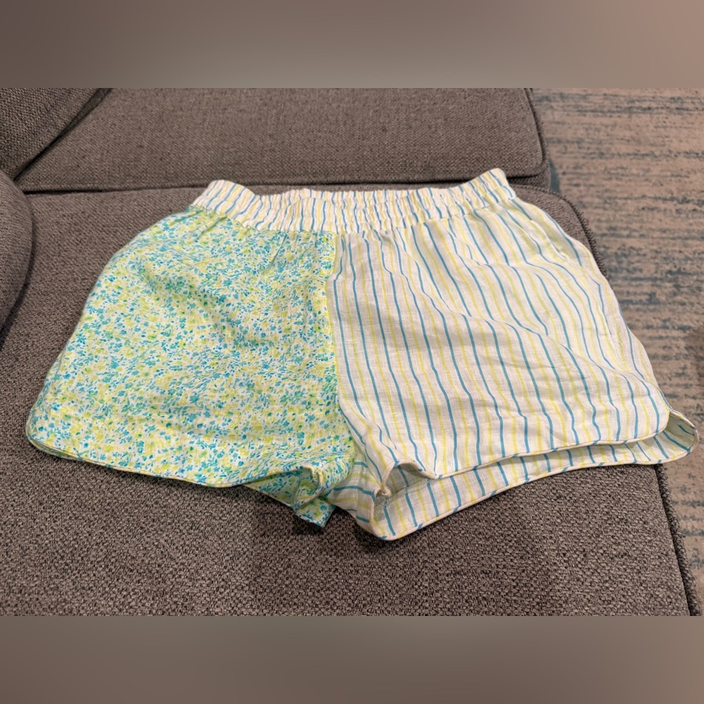 SOLID & STRIPED High Waist Floral and Striped Shorts